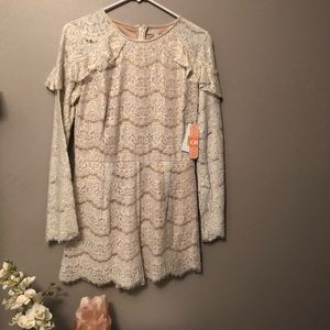 Gianni Bini white and gold lace romper